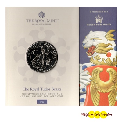 2022 BU £5 Coin Pack - Royal Tudor Beasts - The Seymour Panther  2022 BU £5 Coin Pack - Royal Tudor Beasts - The Seymour Panther